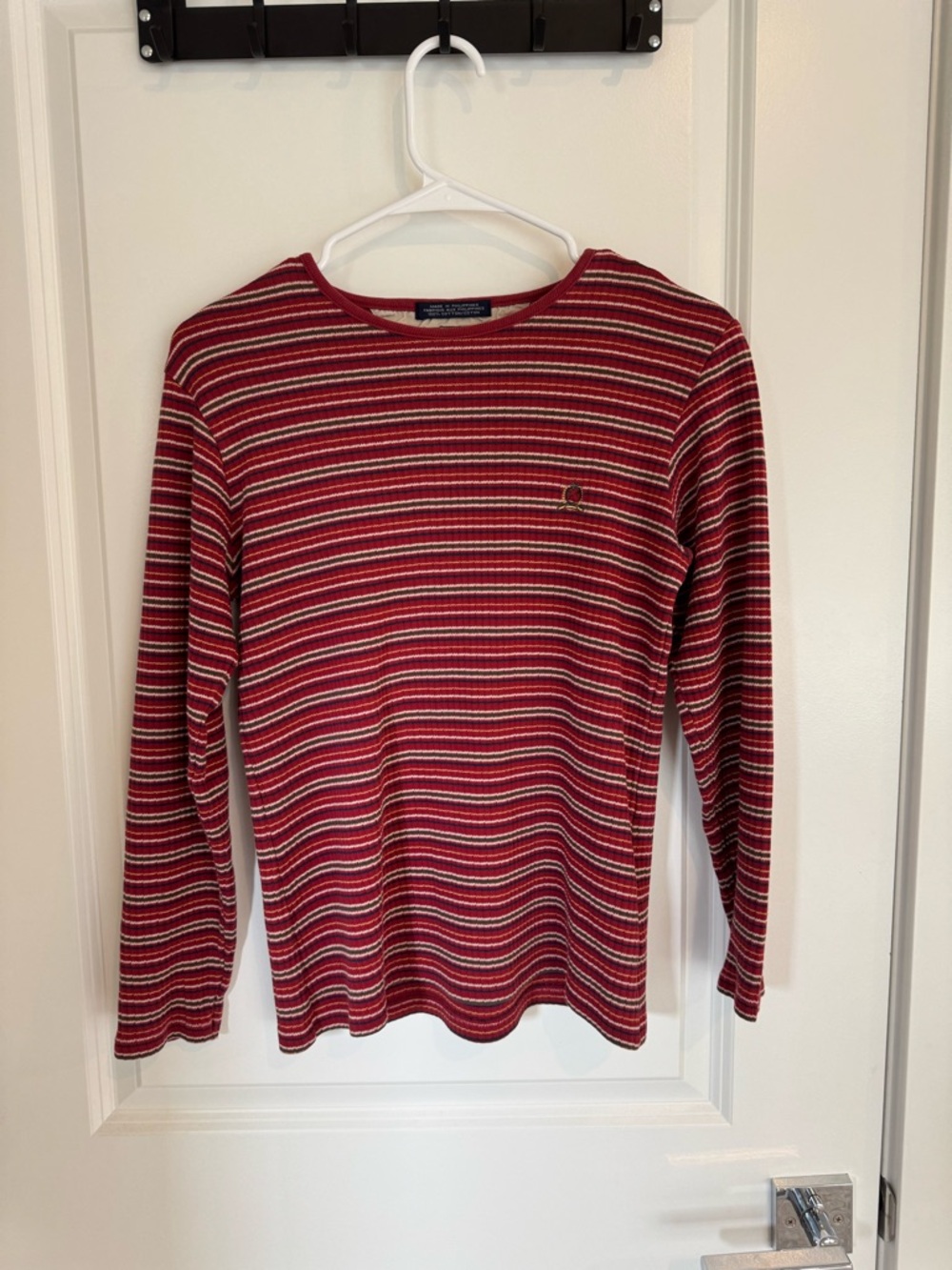 Tommy Hilfiger Red Multi-Striped Long Sleeve Tee